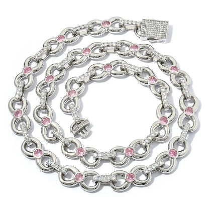 Custom 12mm Pink Zircon Infinity 8 Link Iced Out Chain for Rapper | Caratix - CaratixJewelry