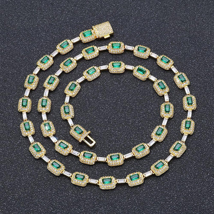 Moissanite Colorful Gemstone Necklace – S925 Sterling Silver Custom Luxury Hip Hop Jewelry - CaratixJewelry