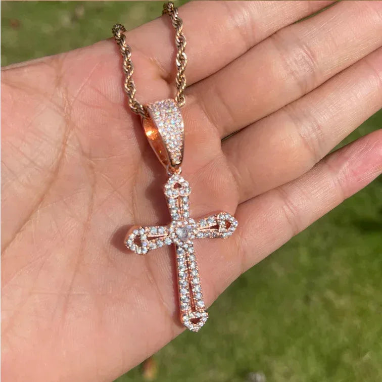 Men's Punk Rock Gothic Necklace | Premium Copper Red & Black CZ Jewelry - CaratixJewelry