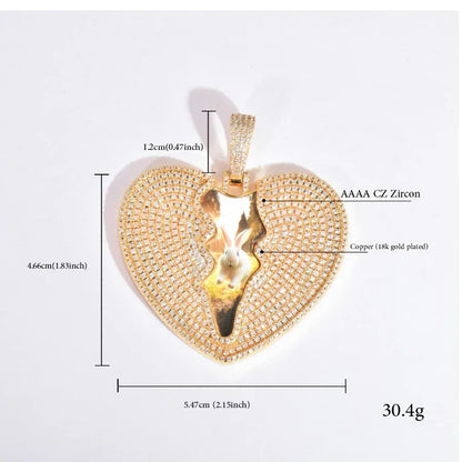 Broken Heart Photo Pendant | Iced Out CZ Custom Picture Hip Hop Necklace - CaratixJewelry