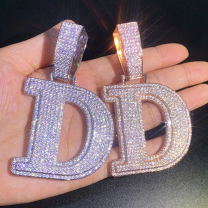 Iced Out Letter & Number Pendant | CZ Hip Hop Bling Jewelry Necklace - CaratixJewelry