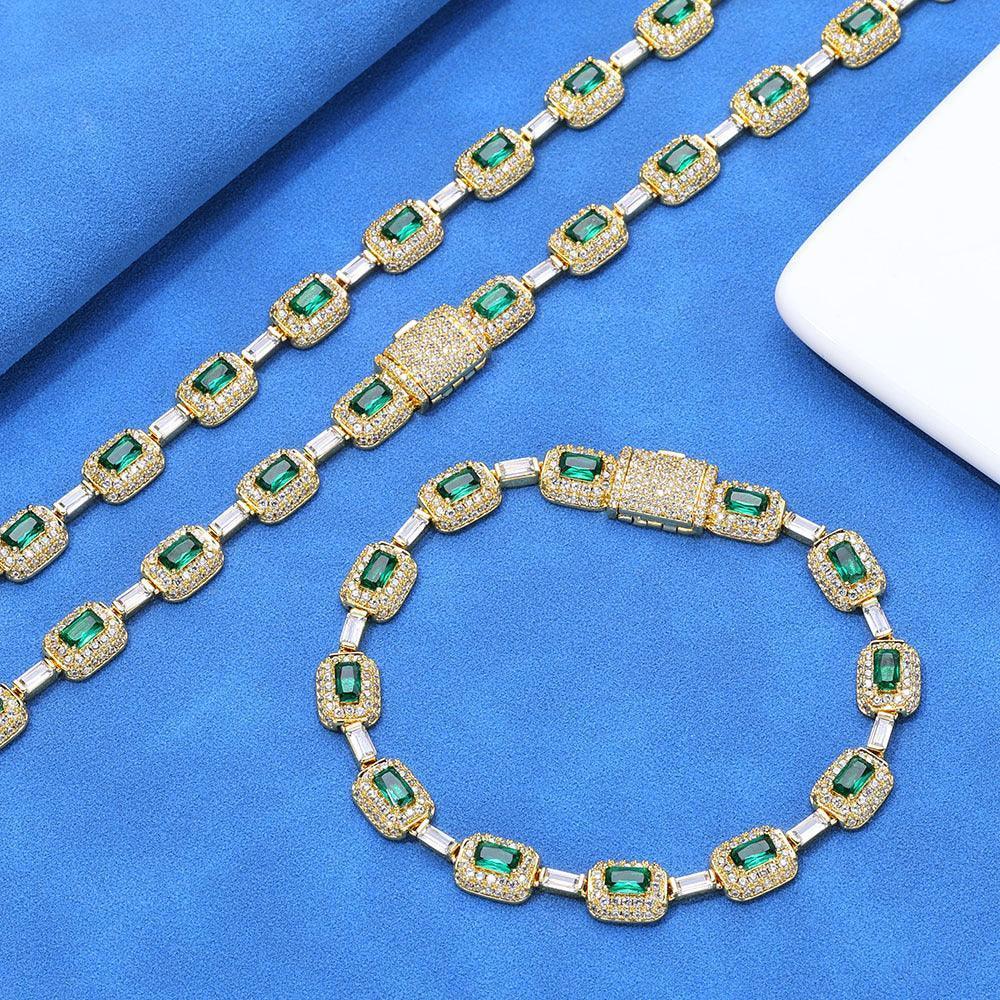 Colorful Gemstone Iced Out Zircon Rapper Chain Jewelry | Caratix Jewelry - CaratixJewelry