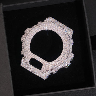 Custom S925 Silver Moissanite Watch Case | Iced Out Watch Bezel & Cover | Caratix