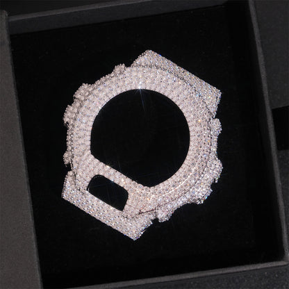 Custom S925 Silver Moissanite Watch Case | Iced Out Watch Bezel & Cover | Caratix