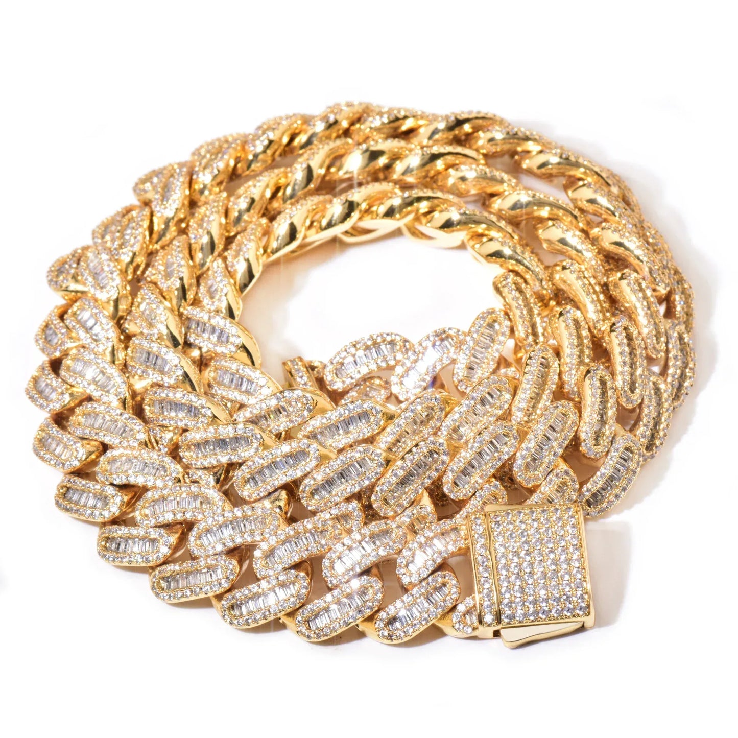 12mm T-Cut Zircon Chain Necklace for Men | Gold & Silver - CaratixJewelry
