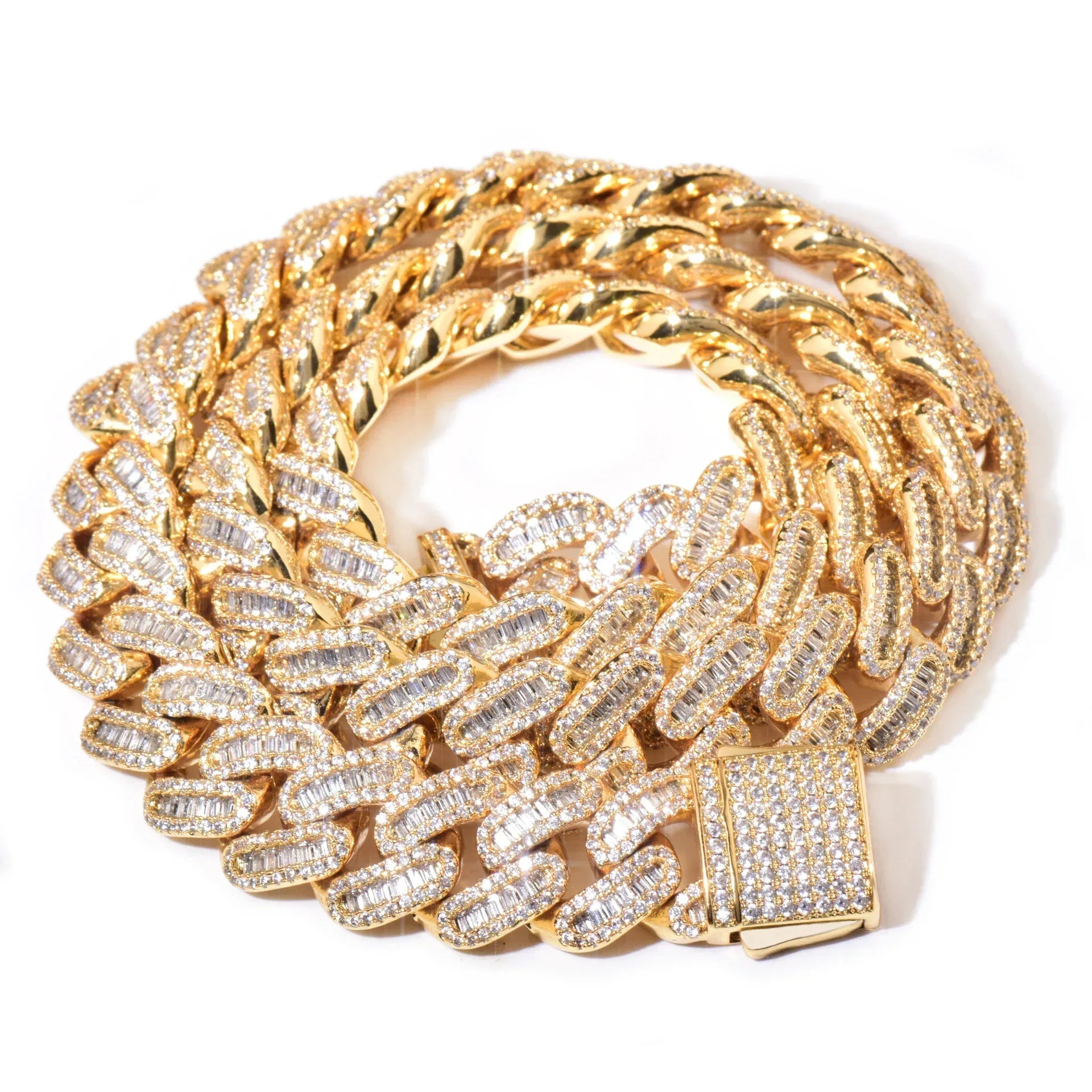 12mm T-Cut Zircon Chain Necklace for Men | Gold & Silver - CaratixJewelry