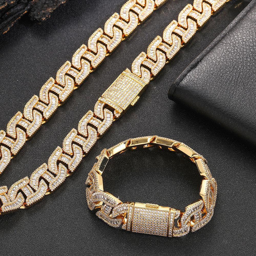 16mm T-Shaped Zircon Cuban Link Bracelet - CaratixJewelry