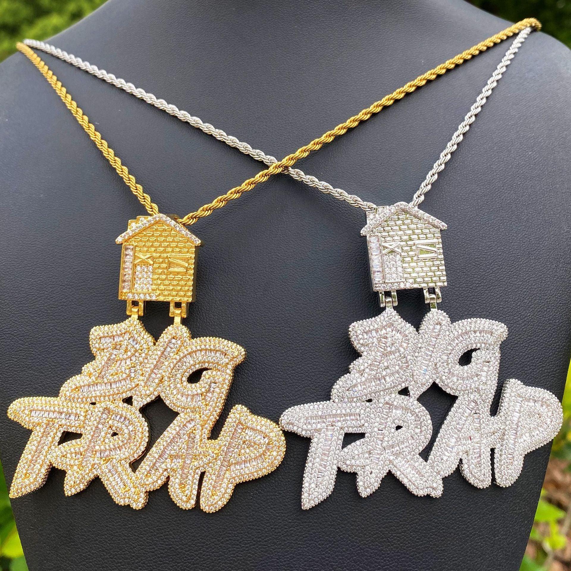 Iced Out "BIG TRAP" Text Pendant | Women's Trap Queen Necklace - CaratixJewelry