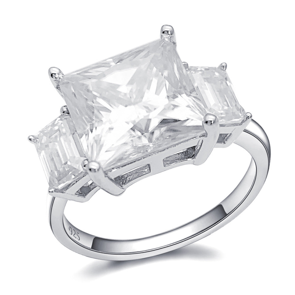 Massive 6 Carat Princess Cut Moissanite Ring S925 Silver | 10mm Square D VVS1 | Caratix