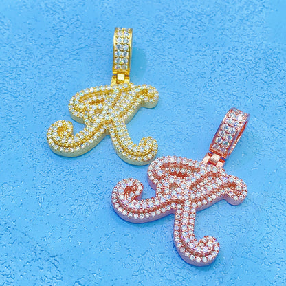 Custom S925 Silver Moissanite Initial Pendant | Iced Out Alphabet Letter | Caratix