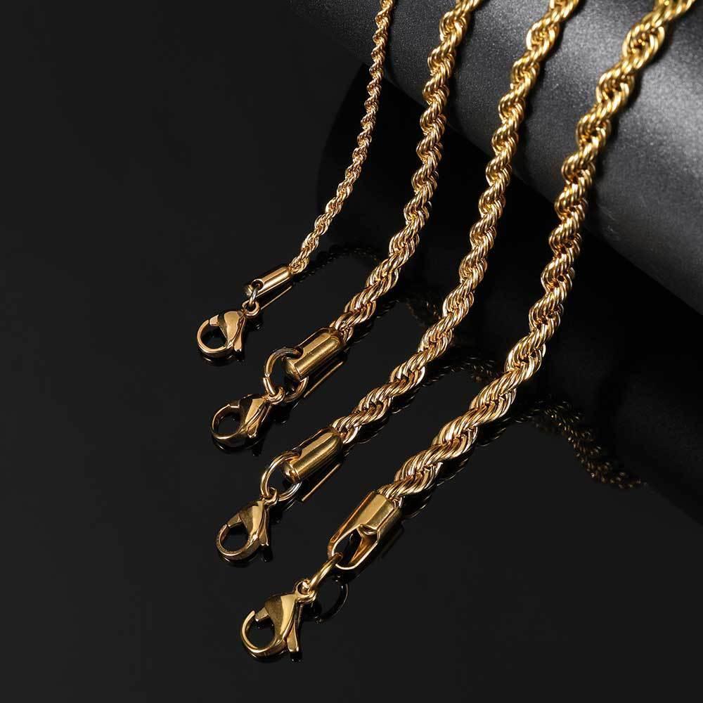 Stainless Steel Rope Chain Bracelet 18K Gold Plated for Men | Caratix Jewelry - CaratixJewelry