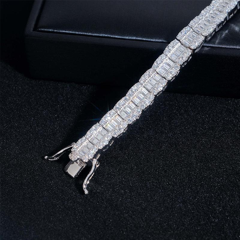 8.5mm VVS Moissanite Bracelet | 925 Silver Unisex Hip Hop Jewelry - CaratixJewelry