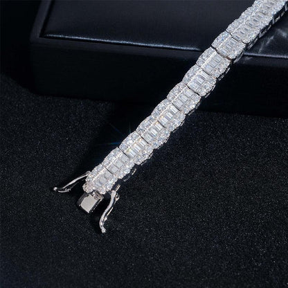 8.5mm VVS Moissanite Bracelet | 925 Silver Unisex Hip Hop Jewelry - CaratixJewelry