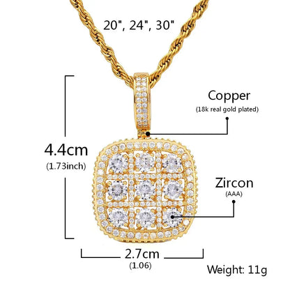 Men's Geometric Zirconia Necklace | Premium Copper CZ Hip Hop Jewelry Caratix - CaratixJewelry