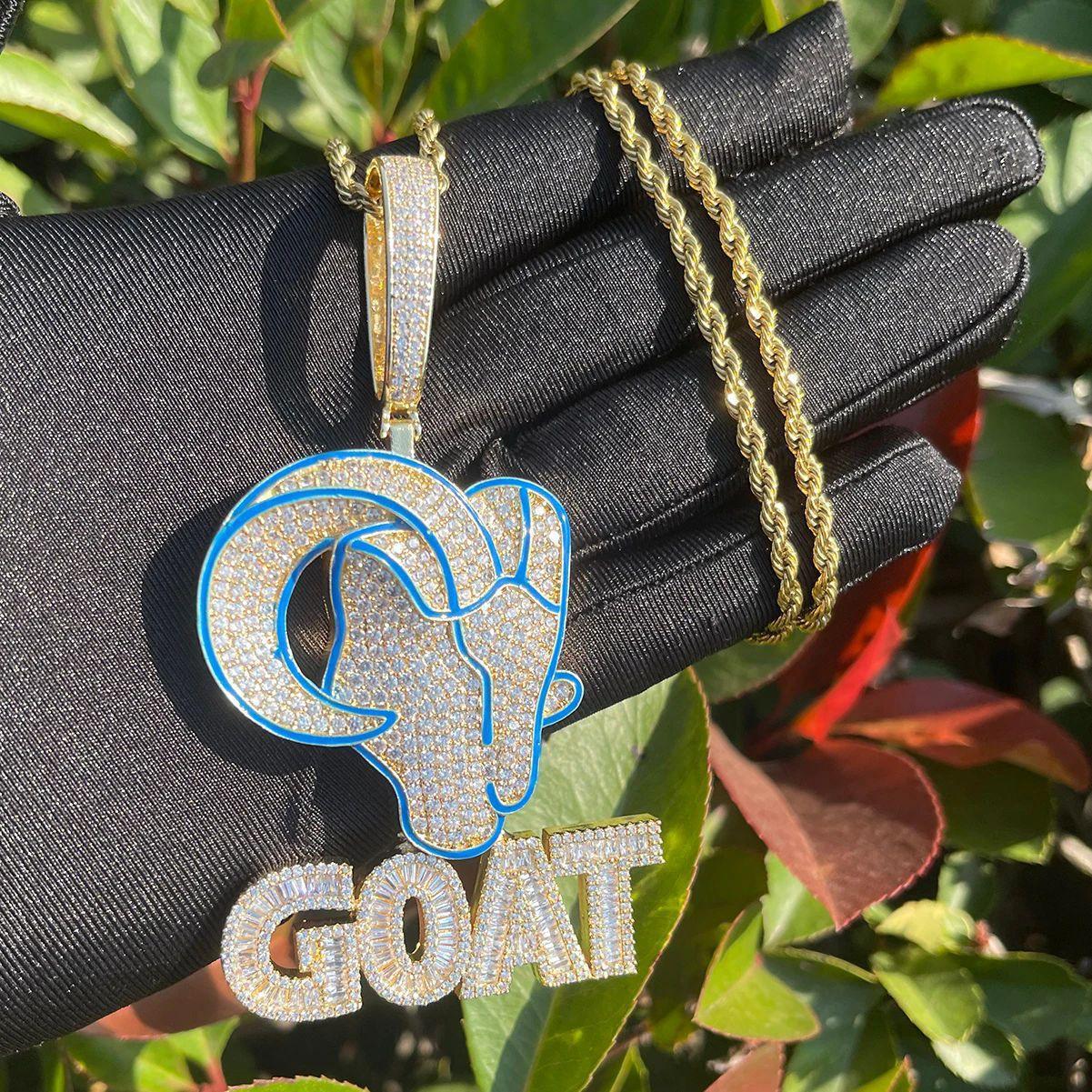 Iced Out GOAT Head Pendant | Men's "Greatest of All Time" Necklace Caratix - CaratixJewelry