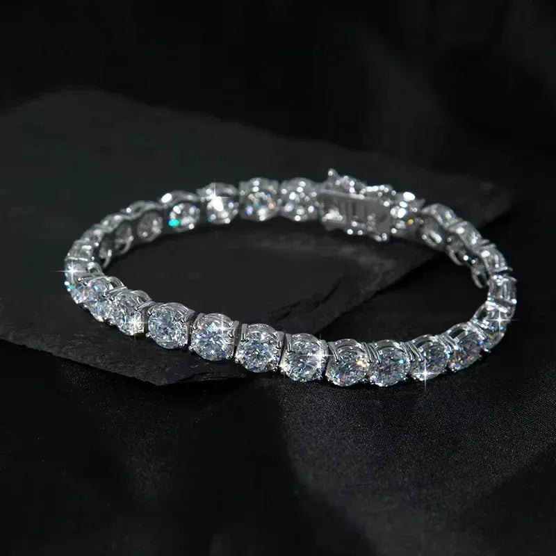 Moissanite Tennis Chain Bracelet/Necklace – 925 Sterling Silver Iced-Out Jewelry in 2mm / 3mm / 4mm / 5mm / 6.5mm Widths - CaratixJewelry