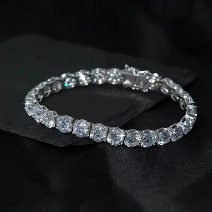 Moissanite Tennis Chain Bracelet/Necklace – 925 Sterling Silver Iced-Out Jewelry in 2mm / 3mm / 4mm / 5mm / 6.5mm Widths - CaratixJewelry