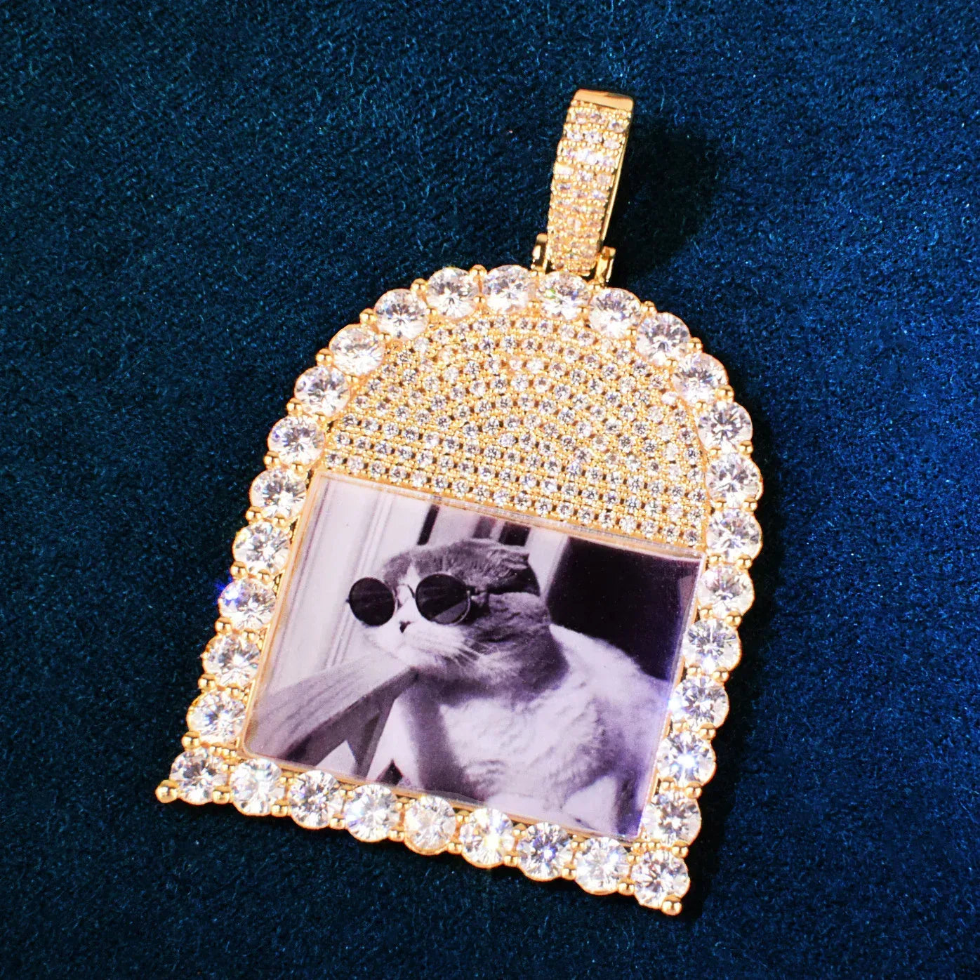 Custom Photo Pendant Necklace | Solid CZ Iced Out Hip Hop DIY Picture Jewelry - CaratixJewelry