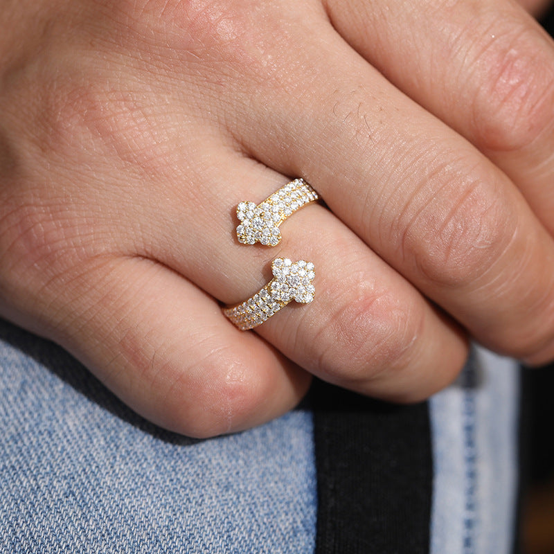 Adjustable Moissanite Men's Ring Iced Out Silver | Caratix