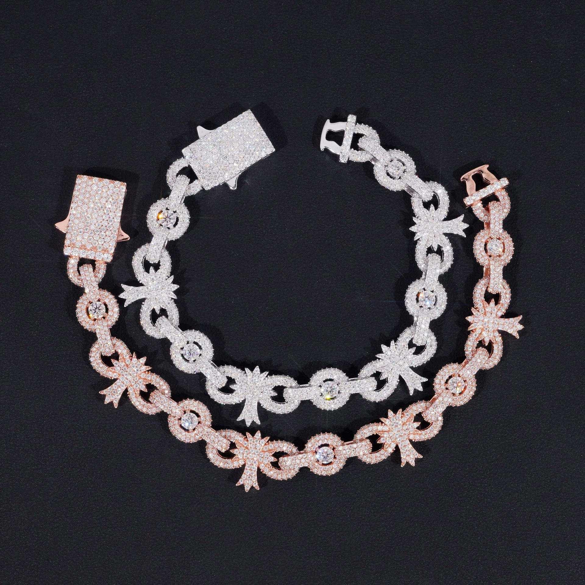 10mm Moissanite Cross Cuban Link Bracelet | S925 Silver Hip Hop Jewelry - CaratixJewelry