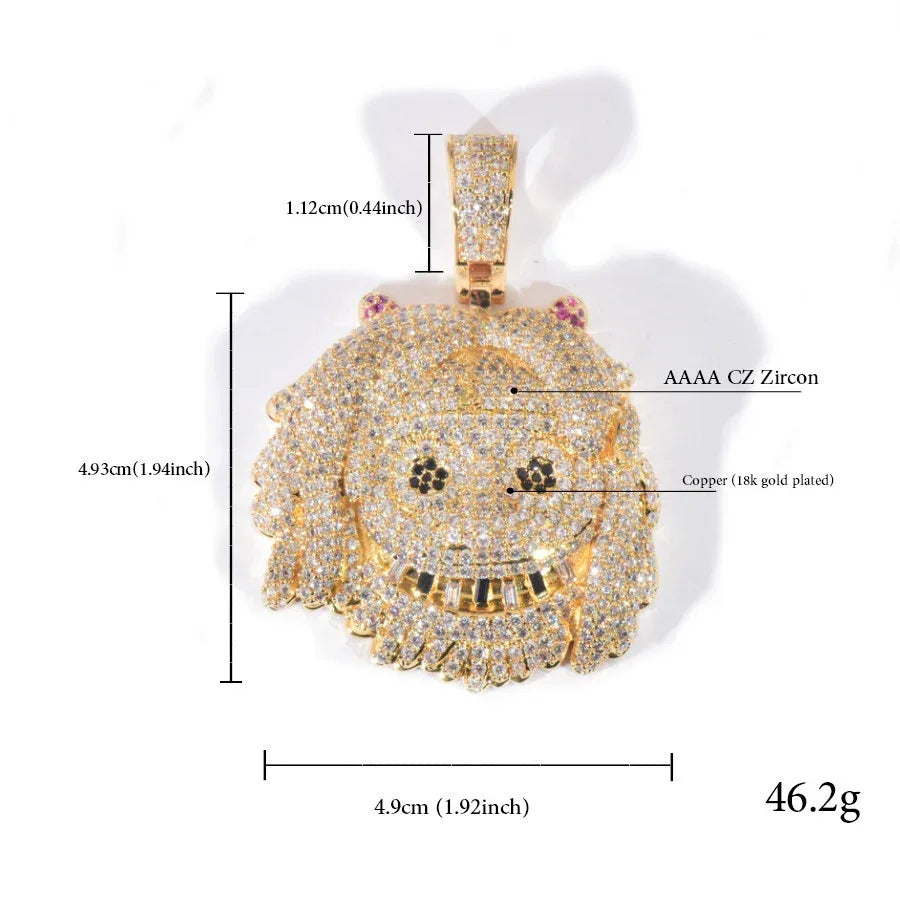 Iced Out Cartoon Girl Pendant Necklace – Hip Hop CZ Fashion Jewelry for Men & Women - CaratixJewelry