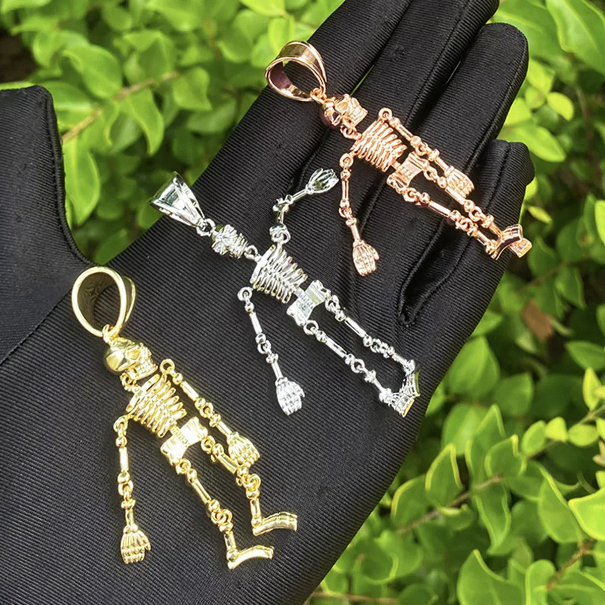 Dark Gothic Skeleton Pendant | Men's Real Copper Skull Necklace - CaratixJewelry
