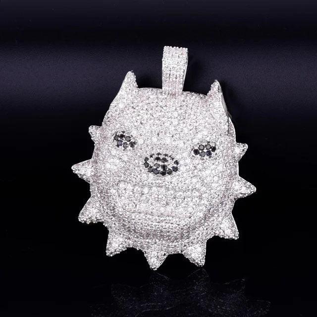 Iced Out 3D Pitbull Dog Pendant | Men's American Bully Head Necklace | Premium Copper CZ Canine Jewelry | Beast Mode Bling | Caratix - CaratixJewelry