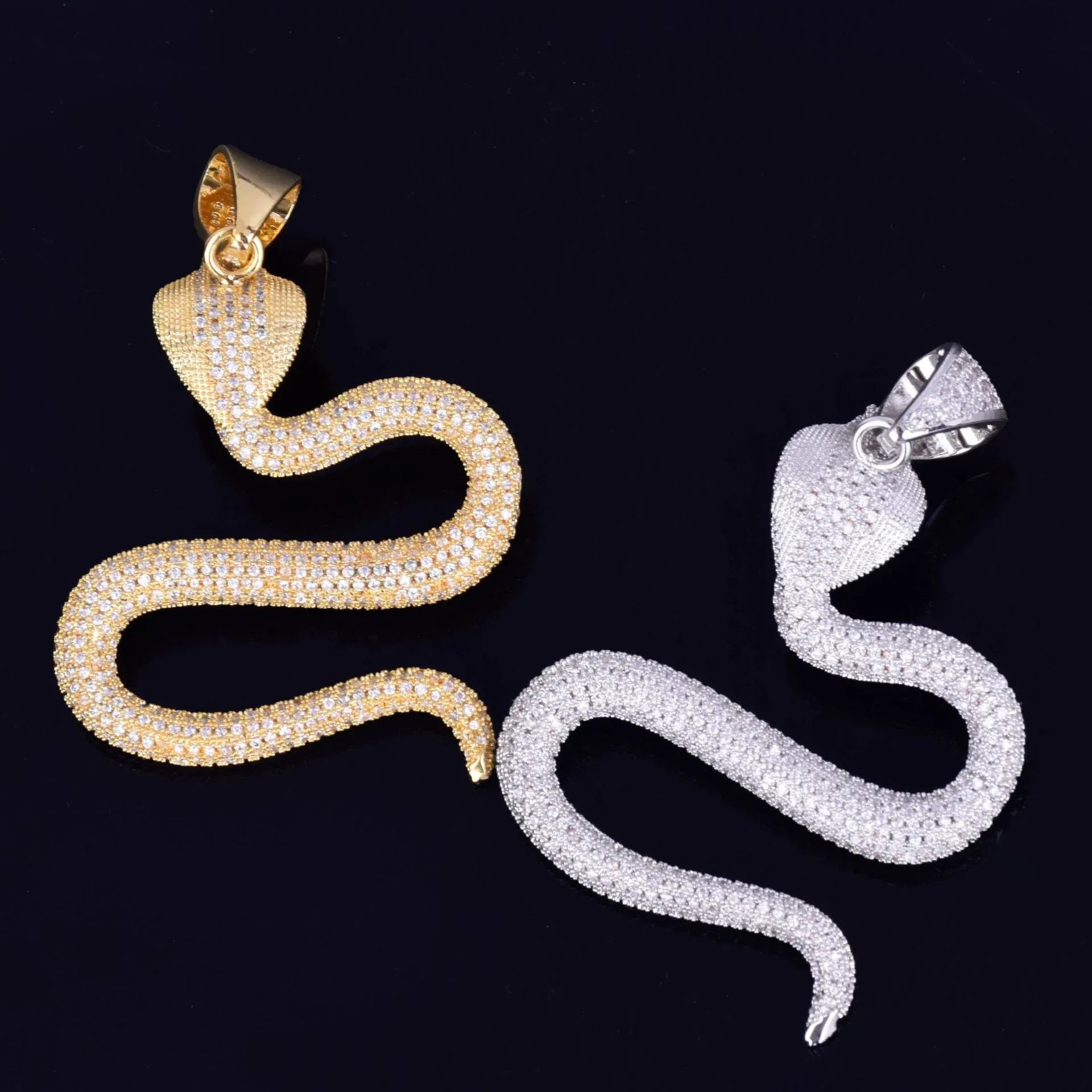 Iced Out Zodiac Snake Pendant | Men's Hip Hop Serpent Necklace | Premium Copper CZ Viper Jewelry | Streetwear Slatt Bling | Caratix - CaratixJewelry