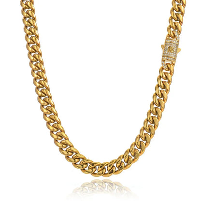 Custom Round-Polished Cuban Link with Clasp | High-End Rapper Iced Out Chain | Caratix - CaratixJewelry