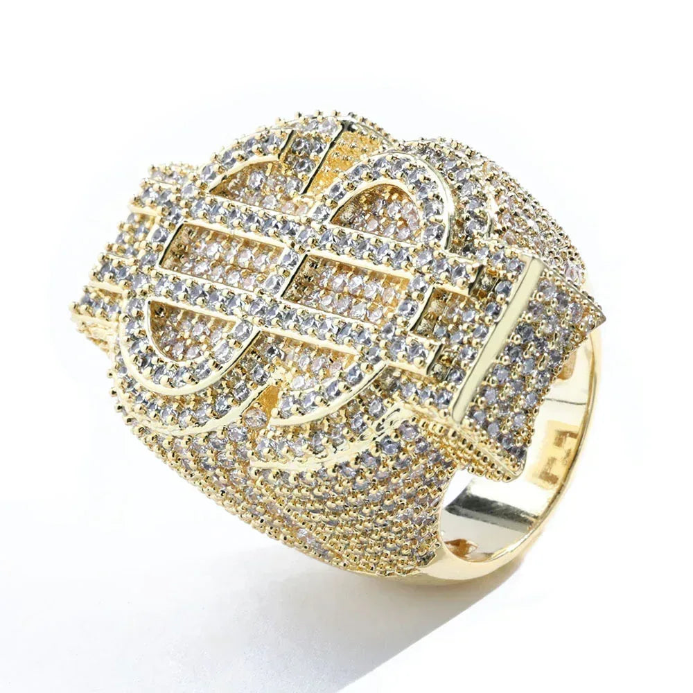 Dollar Sign Zircon Ring for Men | Trendy Hip Hop Jewelry | Customizable Jewelry | Caratix Jewelry - CaratixJewelry