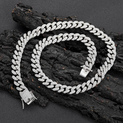 12mm Iced Out Cuban Chain High Quality Zircon Rapper Necklace - CaratixJewelry