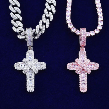 Iced Out "X" Cross Pendant | Women's Opium Style Y2K Necklace - CaratixJewelry
