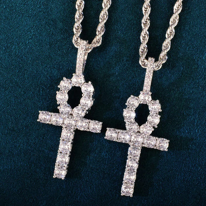 CZ Ankh Cross Pendant Necklace | Men’s Streetwear Jewelry - CaratixJewelry