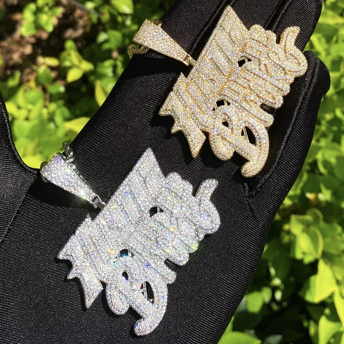 Iced Out "Hustle or Broke" Pendant | Men's Motivational Statement Necklace - CaratixJewelry