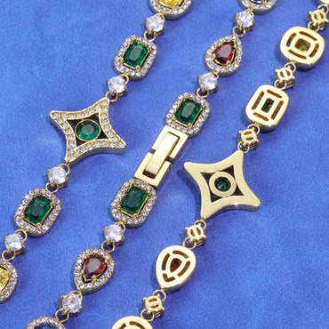 Custom 10mm Stainless Steel Colorful Gemstone Chain | Durable Hip Hop Jewelry | Caratix - CaratixJewelry