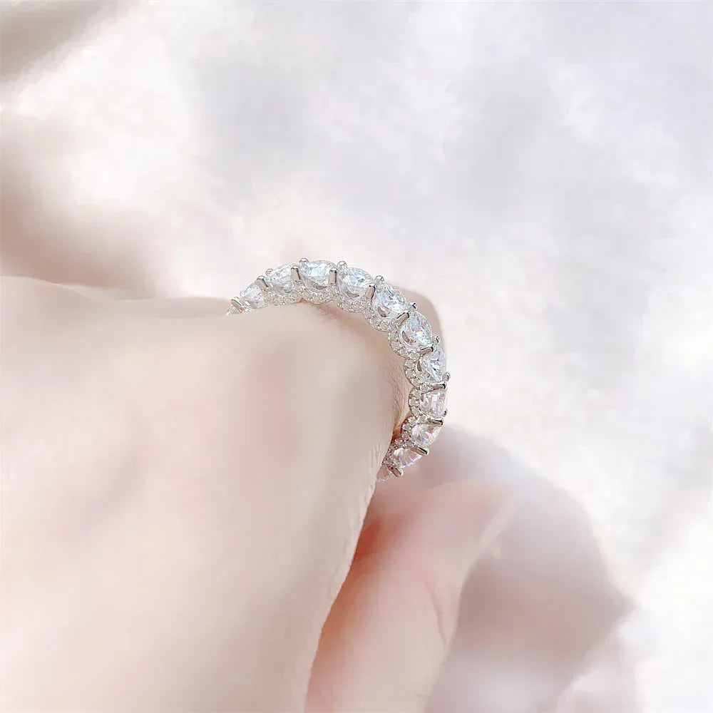 4.0mm Moissanite Band Ring | S925 Silver Unisex Iced Out Fashion Jewelry - CaratixJewelry