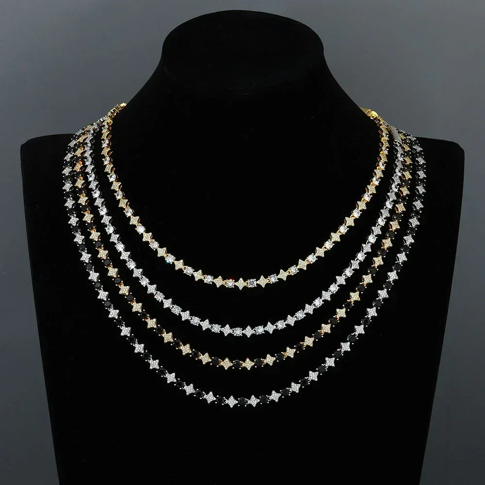 Star Moissanite Tennis Chain – Custom S925 Sterling Silver Minimalist Men’s Luxury Streetwear Necklace - CaratixJewelry
