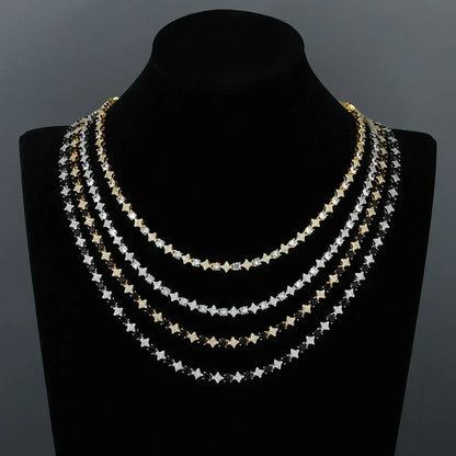 Star Moissanite Tennis Chain – Custom S925 Sterling Silver Minimalist Men’s Luxury Streetwear Necklace - CaratixJewelry