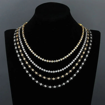 Hip Hop S925 Silver Star CZ Tennis Necklace – Full Bling Custom Design, Unique Silver Jewelry | Caratix Jewelry - CaratixJewelry