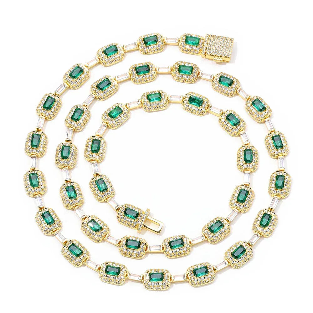 Moissanite Colorful Gemstone Necklace – S925 Sterling Silver Custom Luxury Hip Hop Jewelry - CaratixJewelry