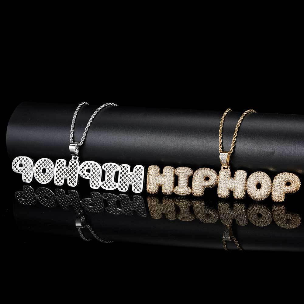 Bubble Letter Pendant Necklace with Micro-Pave Zircon for Men | Creative Hip Hop Jewelry | Caratix Jewelry - CaratixJewelry