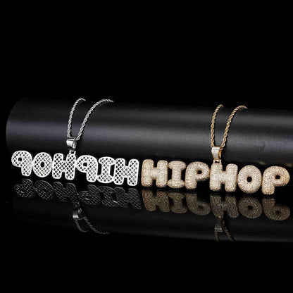 Bubble Letter Pendant Necklace with Micro-Pave Zircon for Men | Creative Hip Hop Jewelry | Caratix Jewelry - CaratixJewelry