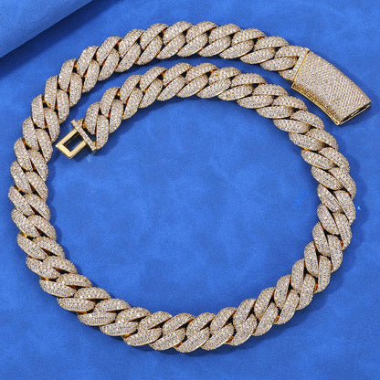 18mm Triple Row Bubble Cuban Link Zircon Necklace Hip Hop Jewelry Gold Chain Rapper Style for Men | Caratix Jewelry - CaratixJewelry