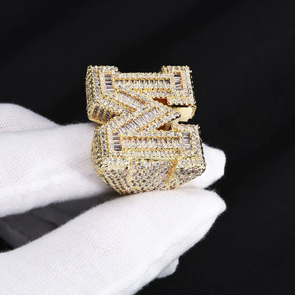 Alphabet Zircon Ring with Full s for Women | High-End Trendy Hip Hop Jewelry | Caratix Jewelry - CaratixJewelry