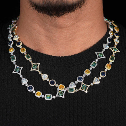 17mm Colored Moissanite Cuban Link | S925 Silver Men’s Iced Out Hip Hop Chain - CaratixJewelry