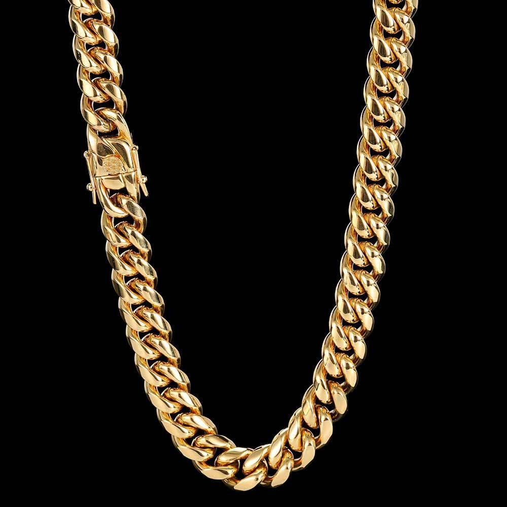Stainless Steel Cuban Chain Necklace with Dragon Head Clasp for Men | Polished Titanium Steel | Caratix Jewelry - CaratixJewelry