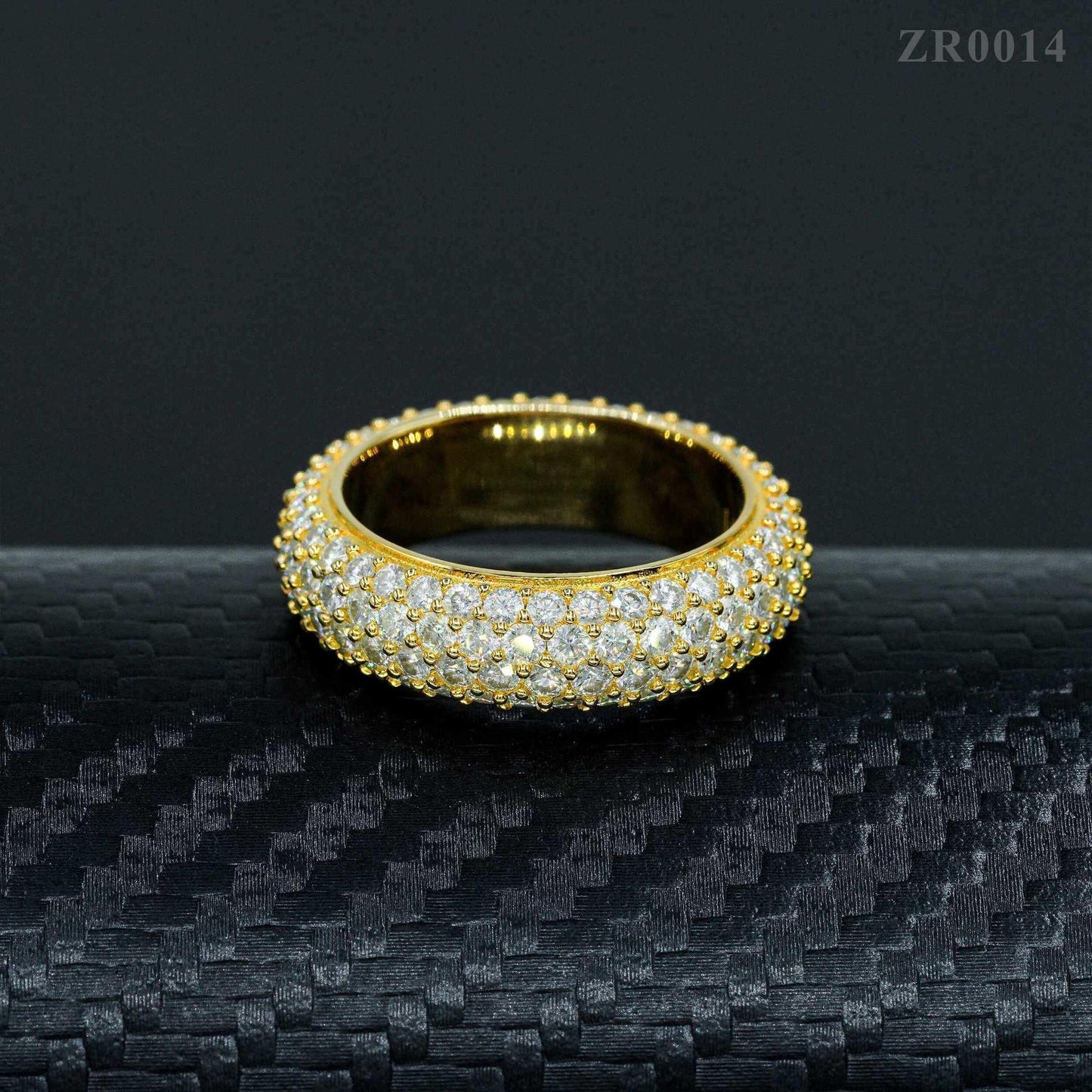 VVS Moissanite 4-Row Iced Out Ring | S925 Silver Unisex Hip Hop Jewelry - CaratixJewelry