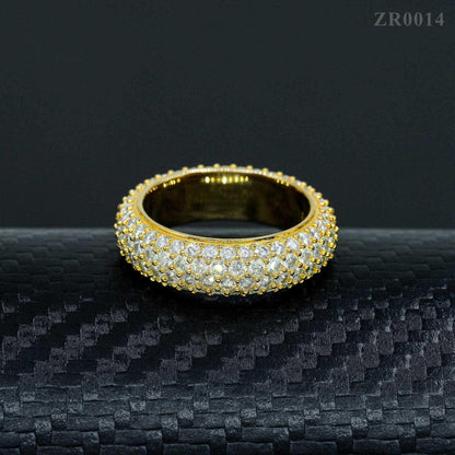VVS Moissanite 4-Row Iced Out Ring | S925 Silver Unisex Hip Hop Jewelry - CaratixJewelry