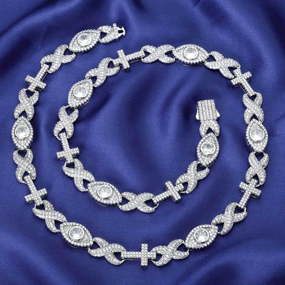 Figure 8 Chain Eye Cross S925 Silver Moissanite Necklace for Men | Caratix Jewelry - CaratixJewelry