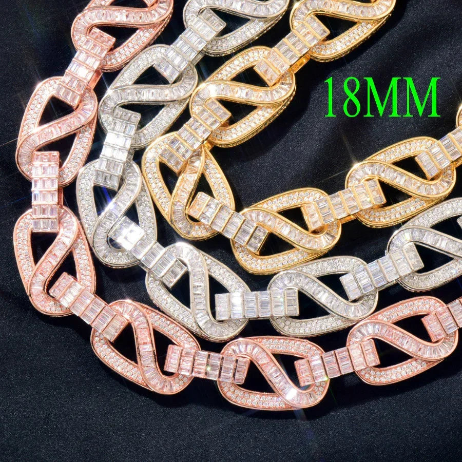 18mm Iced Out T-Shape Mixed Zircon Cuban Chain Necklace - CaratixJewelry